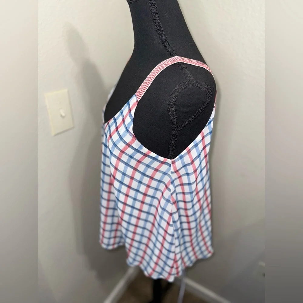 Maude Women’s Red and Blue‎ Checkered Tank Top- Size Medium